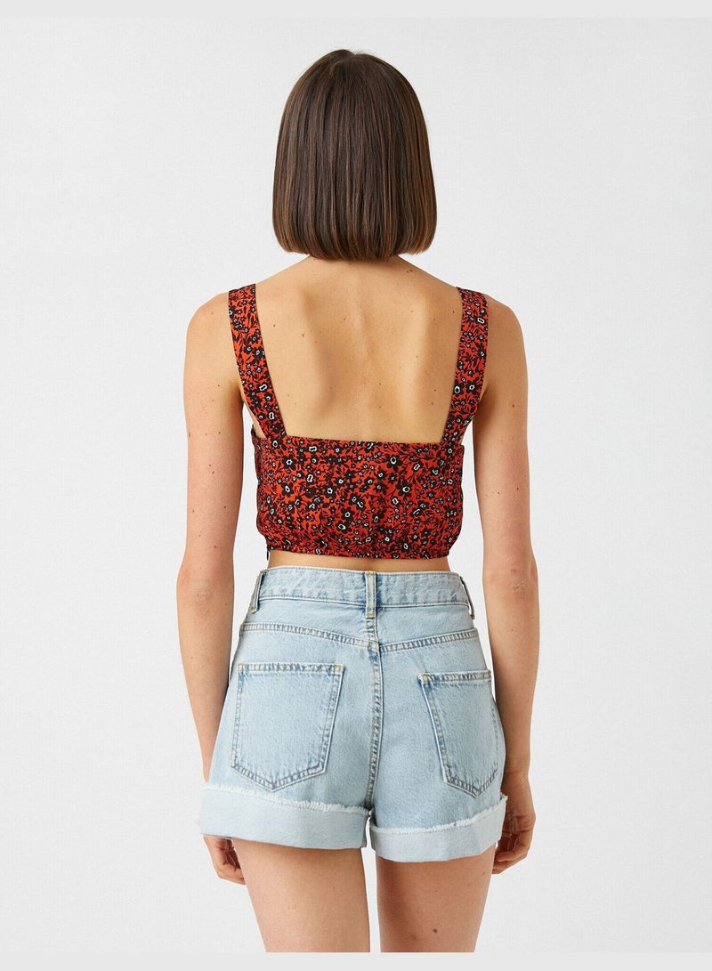 KOTON Floral Printed Crop Tank Top - Image 4
