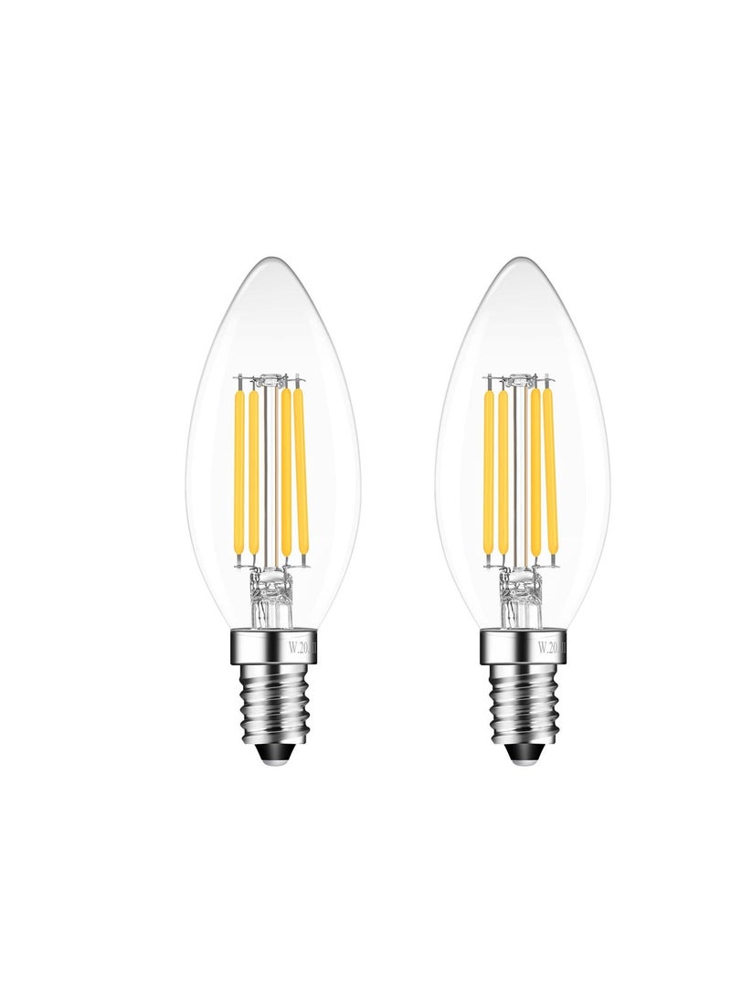 EASTERNSTAR E14 LED Light Bulb, Candle Bulbs Small Screw, 5.5W 530lm, 55W Equivalent SES E14 Bulb Vintage, Warm White 2700K C35 LED Bulbs, 360° Beam Angle, Clear Filament, Non Dimmable, 2-Pack [Energy Class A] - Image 1