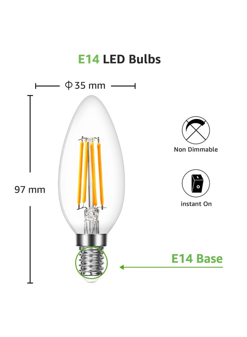 EASTERNSTAR E14 LED Light Bulb, Candle Bulbs Small Screw, 5.5W 530lm, 55W Equivalent SES E14 Bulb Vintage, Warm White 2700K C35 LED Bulbs, 360° Beam Angle, Clear Filament, Non Dimmable, 2-Pack [Energy Class A] - Image 2
