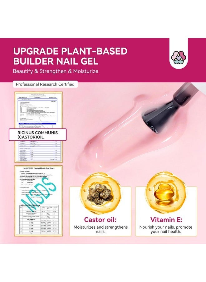 Saviland Builder Nail Gel Kit With Nail Drill: Castor Oil Vitamin E Builder Nail Gel In A Bottle 6 Colors 10 Ml Hard Gel For Nails Strengthener Extension Gel Mini Uv Lamp Nail Glue Gel Home Nail Salon  - Image 3