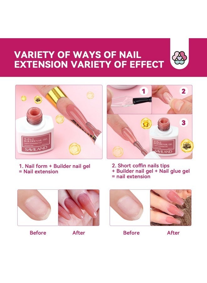 Saviland Builder Nail Gel Kit With Nail Drill: Castor Oil Vitamin E Builder Nail Gel In A Bottle 6 Colors 10 Ml Hard Gel For Nails Strengthener Extension Gel Mini Uv Lamp Nail Glue Gel Home Nail Salon  - Image 4