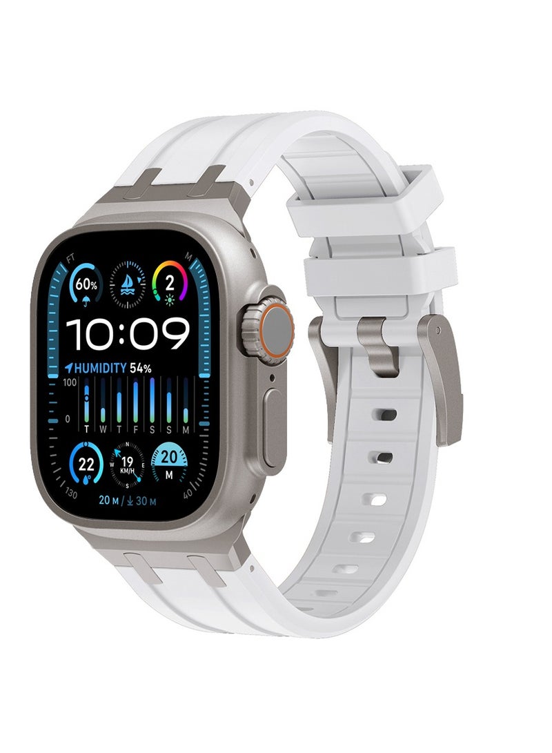 Sports Liquid Silicone Rubber Band with Stainless Steel Adapter for Apple Watch Ultra 1/2 49mm 46mm 45mm 44mm 42mm Durable Replacement Strap for iWatch Series 10 9 8 7 6 5 4 3 2 1 SE, Stainless Steel Connector Durable Silicone  - Image 1