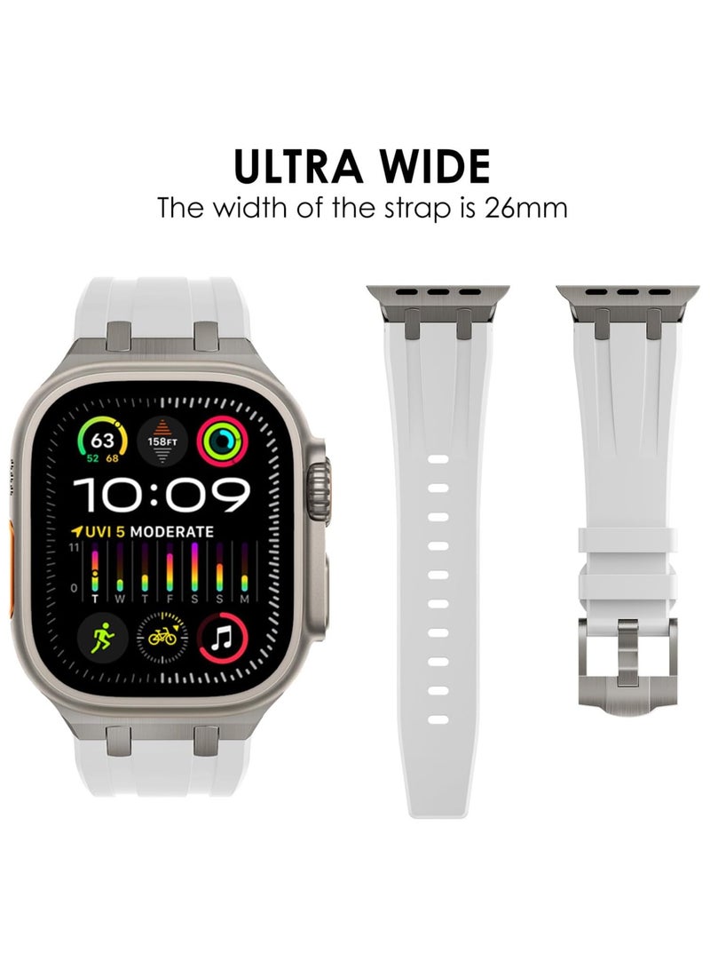Sports Liquid Silicone Rubber Band with Stainless Steel Adapter for Apple Watch Ultra 1/2 49mm 46mm 45mm 44mm 42mm Durable Replacement Strap for iWatch Series 10 9 8 7 6 5 4 3 2 1 SE, Stainless Steel Connector Durable Silicone  - Image 2