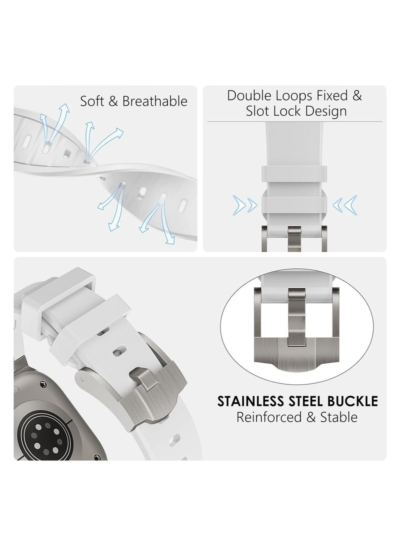 Sports Liquid Silicone Rubber Band with Stainless Steel Adapter for Apple Watch Ultra 1/2 49mm 46mm 45mm 44mm 42mm Durable Replacement Strap for iWatch Series 10 9 8 7 6 5 4 3 2 1 SE, Stainless Steel Connector Durable Silicone  - Image 3