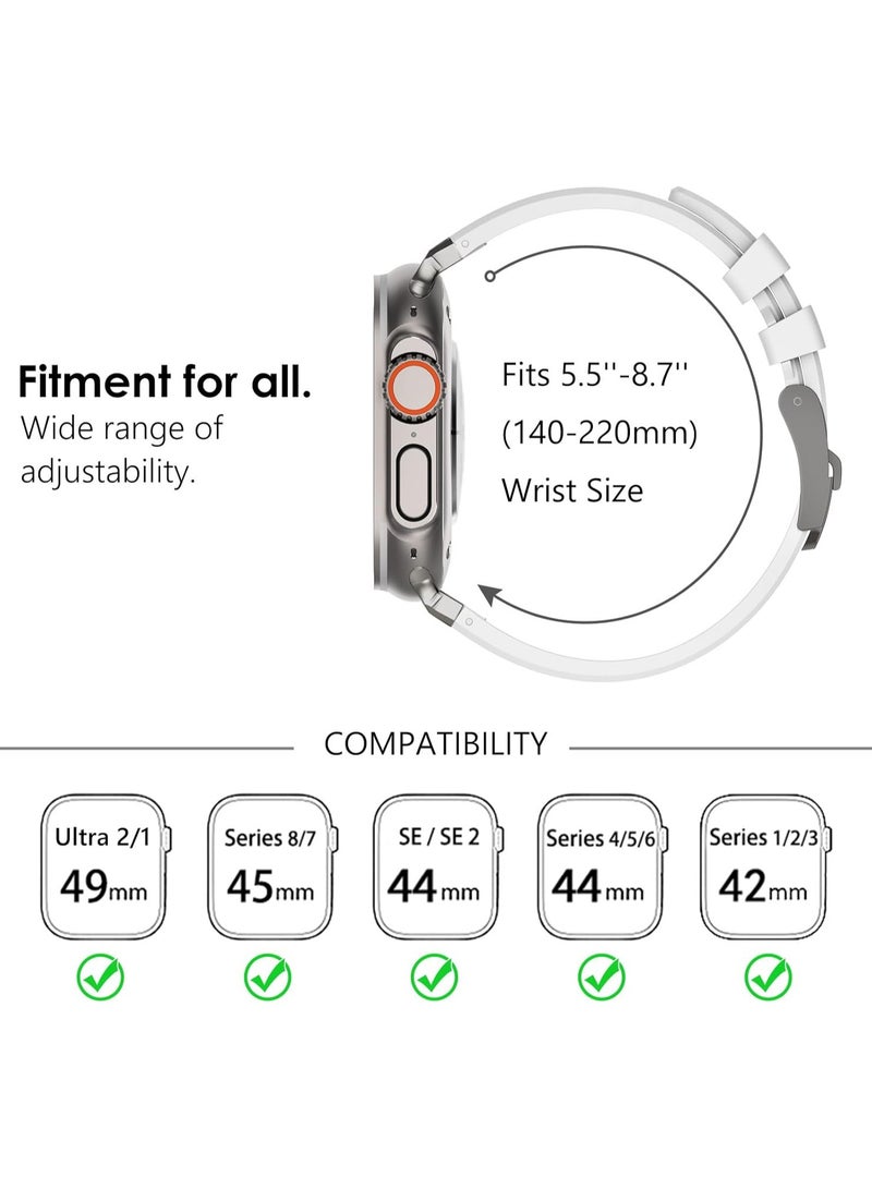 Sports Liquid Silicone Rubber Band with Stainless Steel Adapter for Apple Watch Ultra 1/2 49mm 46mm 45mm 44mm 42mm Durable Replacement Strap for iWatch Series 10 9 8 7 6 5 4 3 2 1 SE, Stainless Steel Connector Durable Silicone  - Image 4