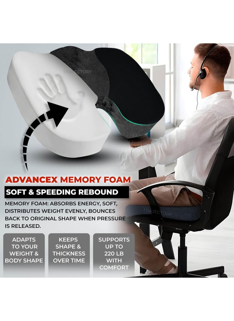 Trajectory Trajectory Coccyx Seat Cushion with ADVANCEDX Memory Foam GRIDMATRIX Fabric Ultimate Tailbone Pain Relief and Sciatica Support for Car Seats Perfect for Men and Women Seat Cushion  - Image 3