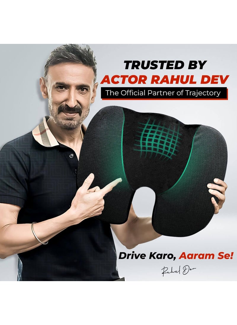 Trajectory Trajectory Coccyx Seat Cushion with ADVANCEDX Memory Foam GRIDMATRIX Fabric Ultimate Tailbone Pain Relief and Sciatica Support for Car Seats Perfect for Men and Women Seat Cushion  - Image 5