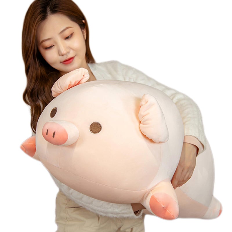 lannery Pig Stuffed Animal Hugging Pillow, Soft Fat Pig Plush Toy Gifts for Kids, Valentine, Christmas (Round Eyes, 31.5") - Image 1