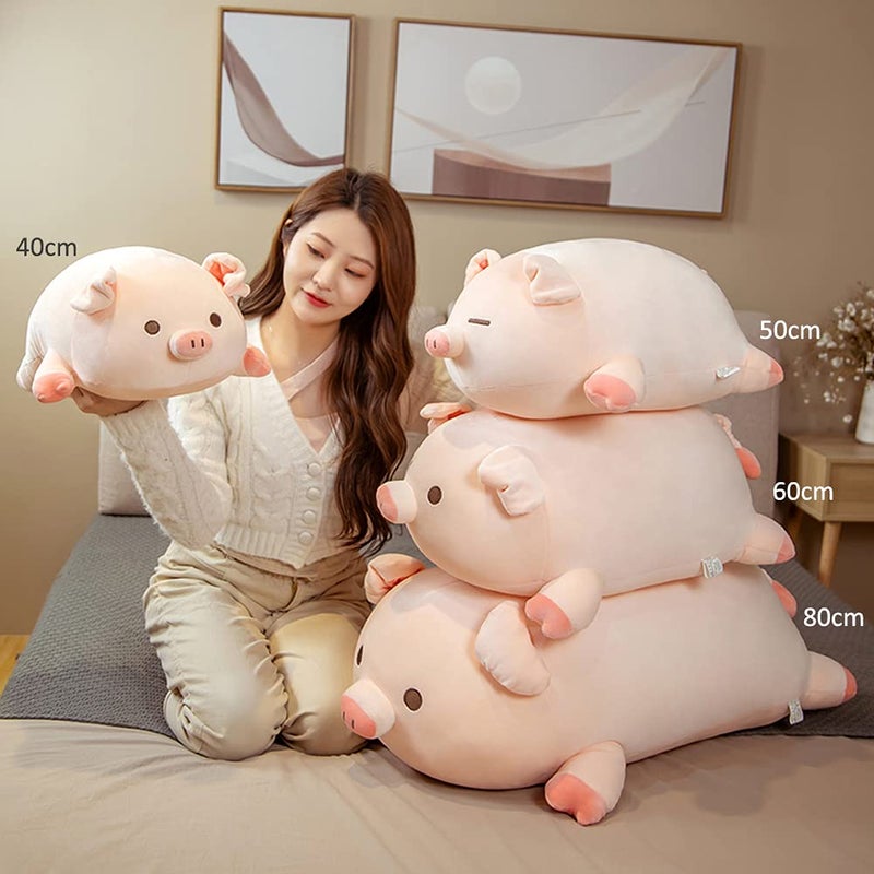 lannery Pig Stuffed Animal Hugging Pillow, Soft Fat Pig Plush Toy Gifts for Kids, Valentine, Christmas (Round Eyes, 31.5") - Image 5