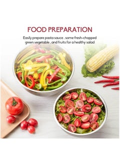 MARKQ Mixing Bowls with Airtight Plastic Lids, 5 Stainless Steel Salad Bowls for Baking Cooking Space Saving Storage Food Prep  - Image 5
