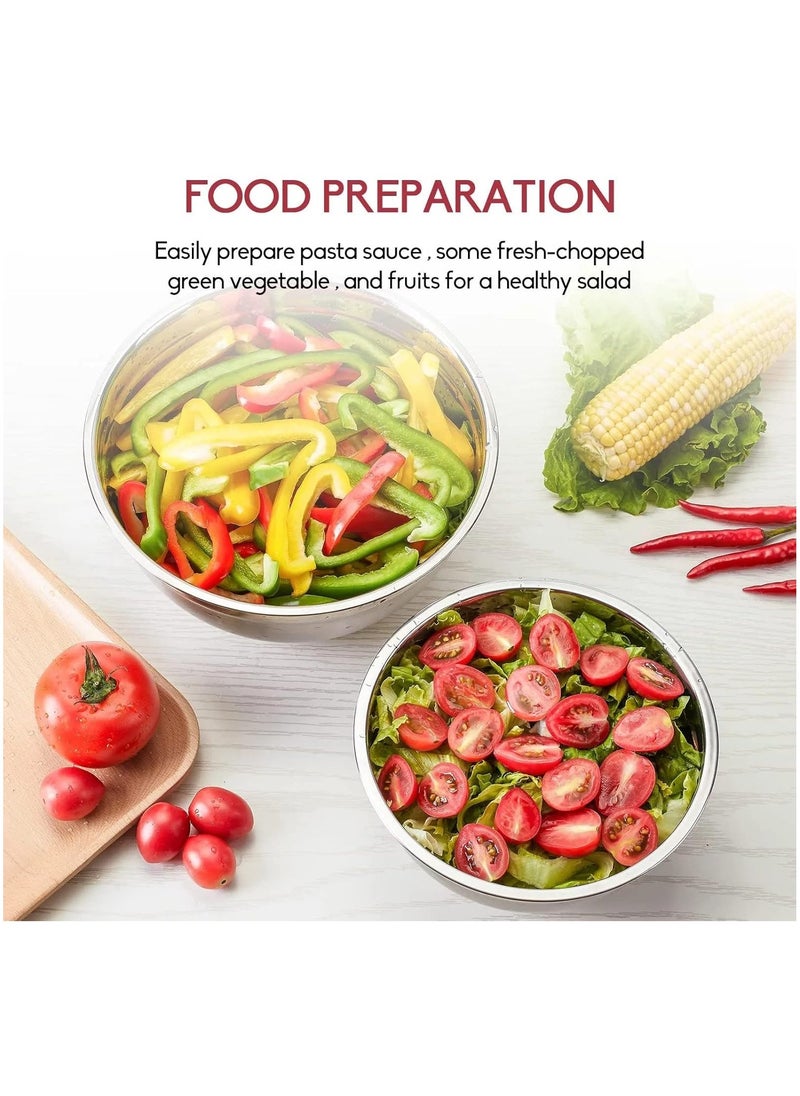 MARKQ Mixing Bowls with Airtight Plastic Lids, 5 Stainless Steel Salad Bowls for Baking Cooking Space Saving Storage Food Prep  - Image 5