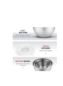 MARKQ Mixing Bowls with Airtight Plastic Lids, 5 Stainless Steel Salad Bowls for Baking Cooking Space Saving Storage Food Prep  - Image 3