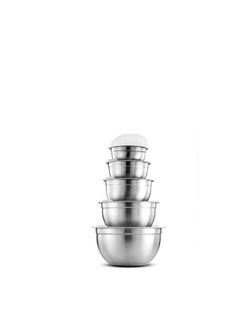 MARKQ Mixing Bowls with Airtight Plastic Lids, 5 Stainless Steel Salad Bowls for Baking Cooking Space Saving Storage Food Prep  - Image 1
