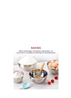 MARKQ Mixing Bowls with Airtight Plastic Lids, 5 Stainless Steel Salad Bowls for Baking Cooking Space Saving Storage Food Prep  - Image 4