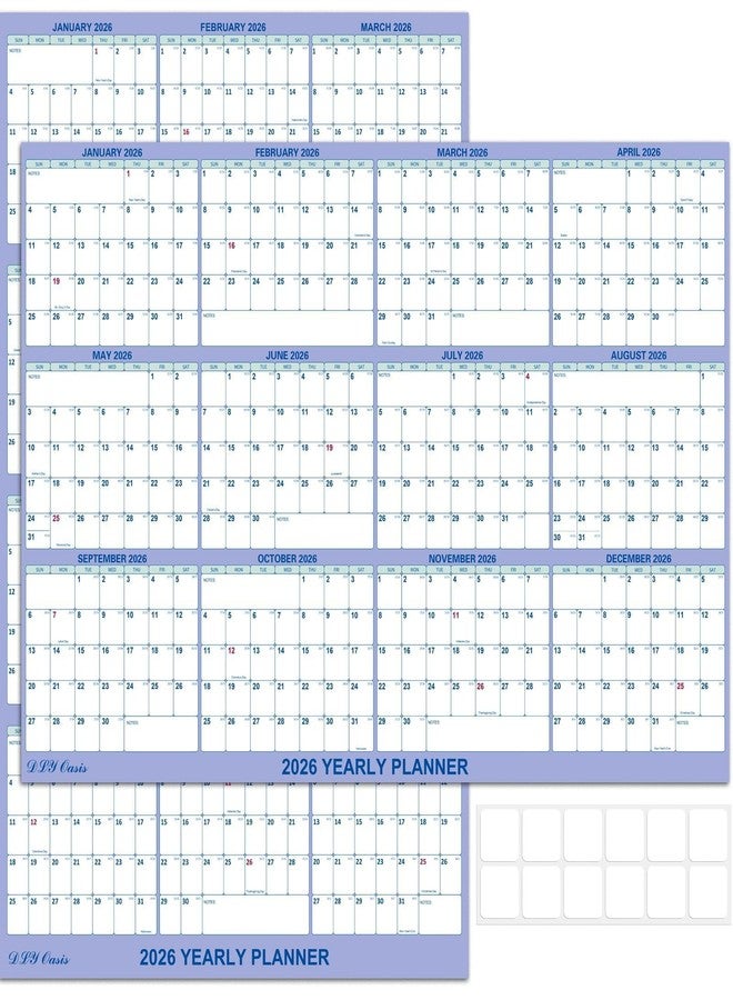 DLY Oasis 32" x 48" 2026 Wall Calendar, Folded Wet & Dry Erase Wall Calendar 12 Month, Yearly Laminated Wall Calendars, Reversible Annual Planner, Horizontal/Vertical, with Julian Dates - Image 1
