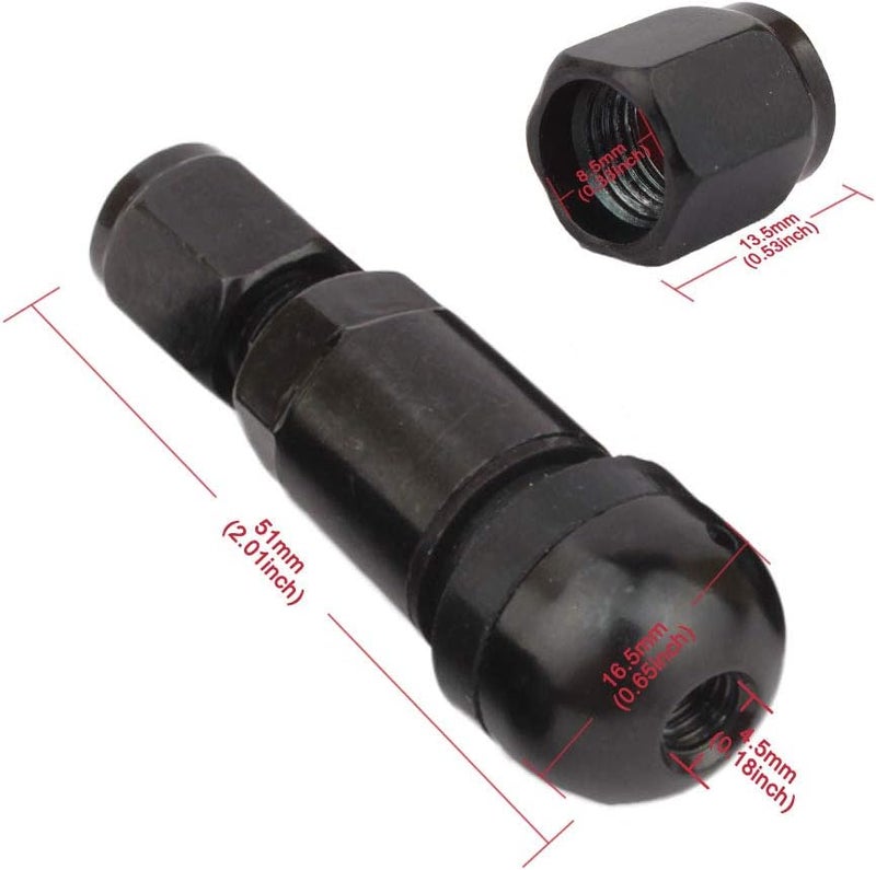 TOMALL TPMS Black Bolt-in Tire Valve Stem Caps Explosion Proof Inner Tube Valve - Image 2