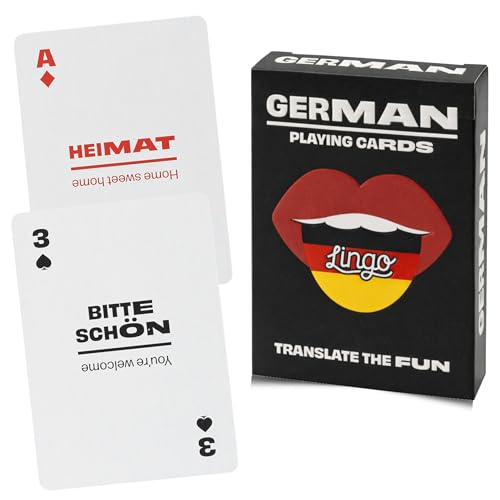 LINGO German Lingo Playing Cards Travel Flashcards Learn German Vocabulary in A Fun Easy Way 52 Essential Translations - Image 1