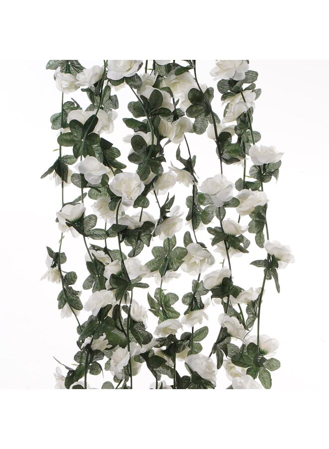 5 قطع من إكليل الورد الصناعي، نبات زهور، زهور صناعية، ورد معلق، لبلاب، زينة قوس حائط لحفلات أعياد الميلاد، عيد الحب، وحفلات الزفاف (أبيض) - Image 4