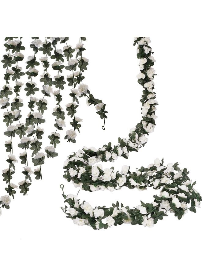5 قطع من إكليل الورد الصناعي، نبات زهور، زهور صناعية، ورد معلق، لبلاب، زينة قوس حائط لحفلات أعياد الميلاد، عيد الحب، وحفلات الزفاف (أبيض) - Image 1