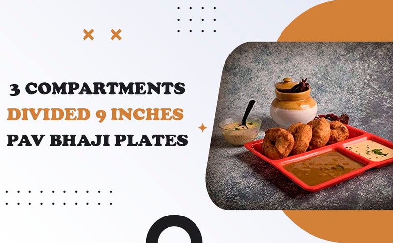SWIFT INTERNATIONAL SWIFT INTERNATIONAL Durable MultiUse FoodGrade Virgin Plastic MicrowaveSafe 3Compartments DividedDinner 9 Inches Pav Bhaji Plates 4Red  - Image 2