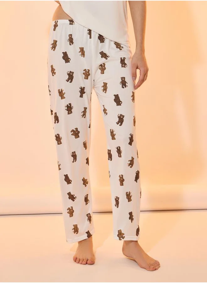 Take Two Bear Print Short Sleeves T-Shirt & Pyjama Set