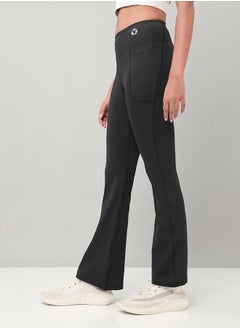 Technosport Solid Elastic Waistband Fit & Flare Pants by Styli  - Image 3