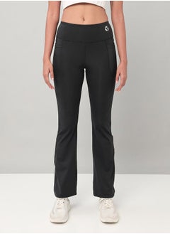 Technosport Solid Elastic Waistband Fit & Flare Pants by Styli  - Image 4
