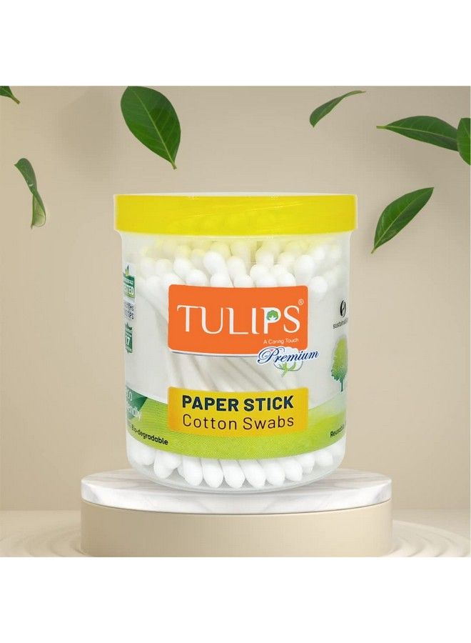 Tulips Premium Paper Stick Cotton Ear Buds (Pack Of 4) 100% Pure & Soft Cotton 100 Sticks/ 200 Tips Each Pack White - Image 3