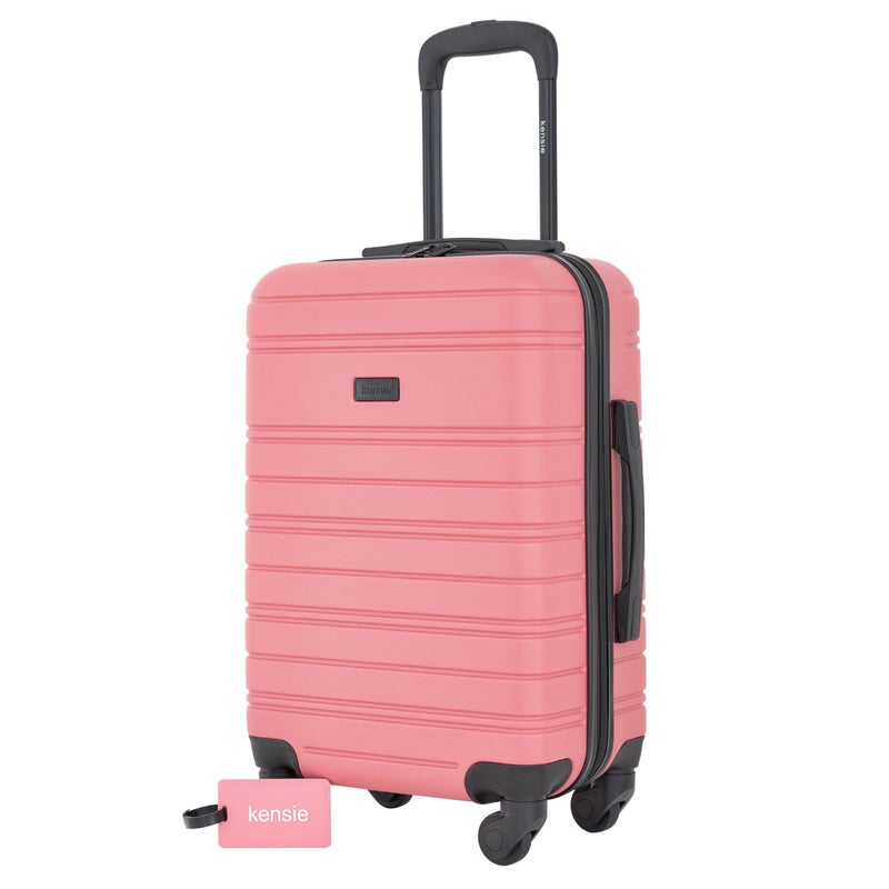 kensie 22" Peonies Hardside Carry-On Luggage with ID Tag, Flowering Ginger - Image 2