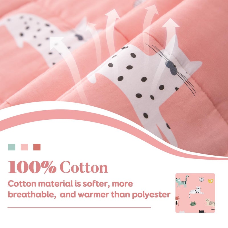 Sivio Weighted Blanket - 100% Cotton Weighted Blanket 3 lbs 36 x 48 inches, Washable Breathable Soft Heavy Blanket for Calm Sleeping for Home and School Nap, Pink Cat - Image 3