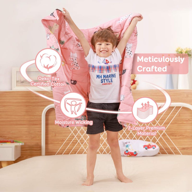 Sivio Weighted Blanket - 100% Cotton Weighted Blanket 3 lbs 36 x 48 inches, Washable Breathable Soft Heavy Blanket for Calm Sleeping for Home and School Nap, Pink Cat - Image 4