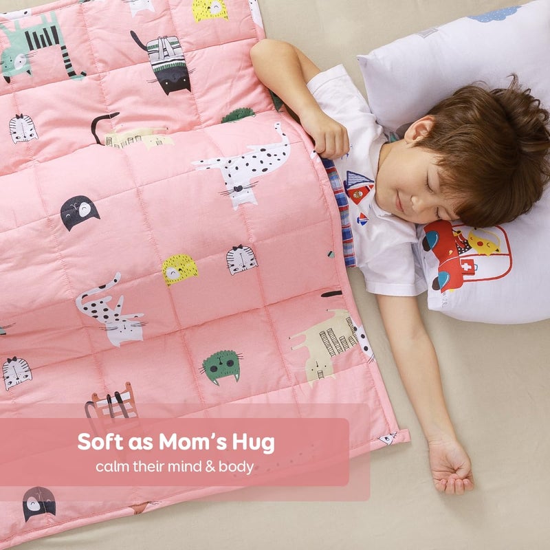 Sivio Weighted Blanket - 100% Cotton Weighted Blanket 3 lbs 36 x 48 inches, Washable Breathable Soft Heavy Blanket for Calm Sleeping for Home and School Nap, Pink Cat - Image 2
