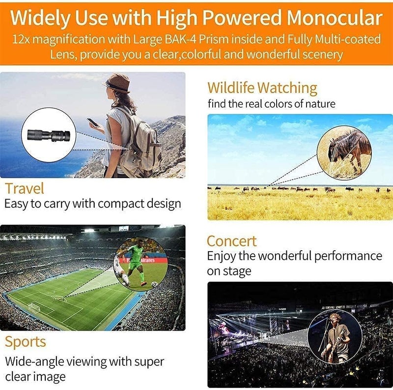 Monocular Telescopes for Bird Watching 4K 1 – -300X40Mm Super Telezoom Monocular Telescope Monocular Telescope with Phone Holder and Tripod for Travel Concerts Football Matches - Image 4