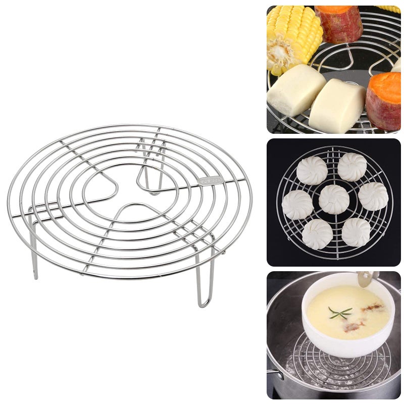 MDEOOSKY Round Steamer Rack and Cooling Rack,Stainless Steel Pot Trivet, Cooking Rack,Wire Steamer Kettle Rack Holder, Air Fryer Cooking Steamer Rack for Baking Canning Cooking Steaming, 7.9''X2.8'' - Image 4