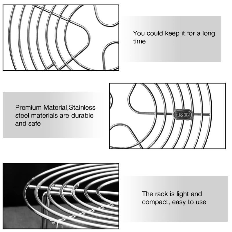 MDEOOSKY Round Steamer Rack and Cooling Rack,Stainless Steel Pot Trivet, Cooking Rack,Wire Steamer Kettle Rack Holder, Air Fryer Cooking Steamer Rack for Baking Canning Cooking Steaming, 7.9''X2.8'' - Image 3