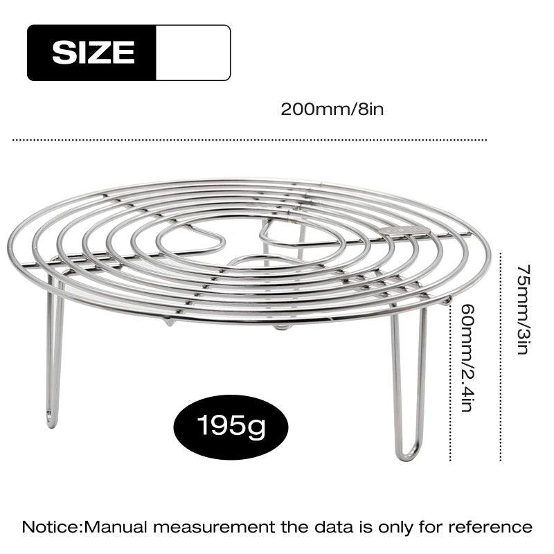 MDEOOSKY Round Steamer Rack and Cooling Rack,Stainless Steel Pot Trivet, Cooking Rack,Wire Steamer Kettle Rack Holder, Air Fryer Cooking Steamer Rack for Baking Canning Cooking Steaming, 7.9''X2.8'' - Image 2