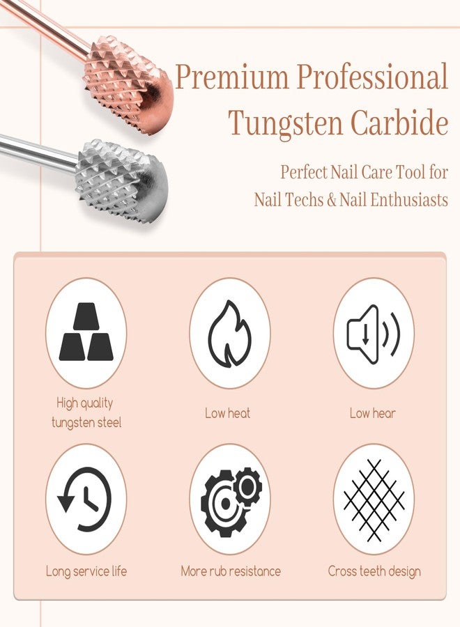 BLESWIN Nail Drill Bits Smooth Top 2PCS, Drill Bits for Nails Tungsten Carbide Bits for Acrylic, 3/32" Safety Nail Bits for Removing Acrylic/Hard Gel for Salon Experienced, Extra COARSE(XC) - Image 5