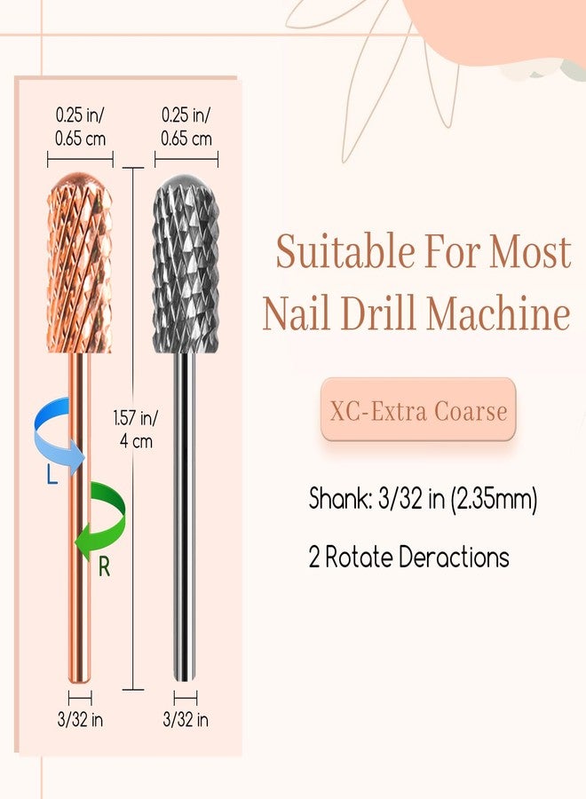 BLESWIN Nail Drill Bits Smooth Top 2PCS, Drill Bits for Nails Tungsten Carbide Bits for Acrylic, 3/32" Safety Nail Bits for Removing Acrylic/Hard Gel for Salon Experienced, Extra COARSE(XC) - Image 2