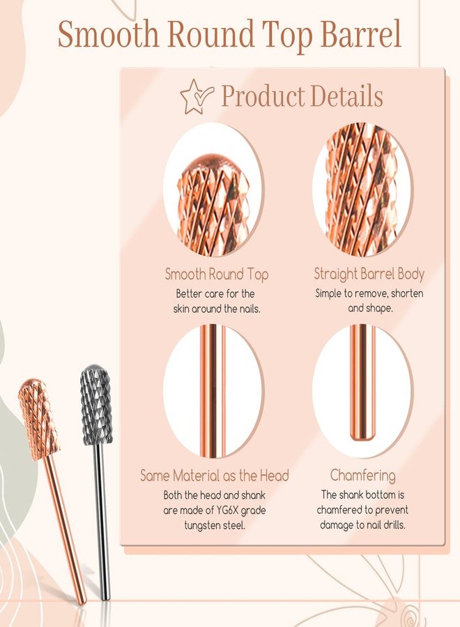 BLESWIN Nail Drill Bits Smooth Top 2PCS, Drill Bits for Nails Tungsten Carbide Bits for Acrylic, 3/32" Safety Nail Bits for Removing Acrylic/Hard Gel for Salon Experienced, Extra COARSE(XC) - Image 4