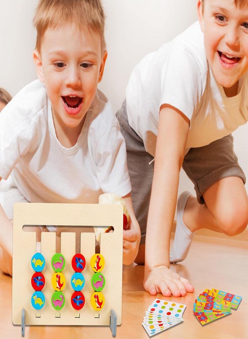GGOOT 10 Pcs Color Shape Matching Puzzle Game - Brainy Four-Color & Shape Puzzle Game Montessori Toy,2-Sided Sliding Logic Puzzle for Shape & Color Sorting STEM Toy for Over 3-Year-Old Toddlers - Image 3