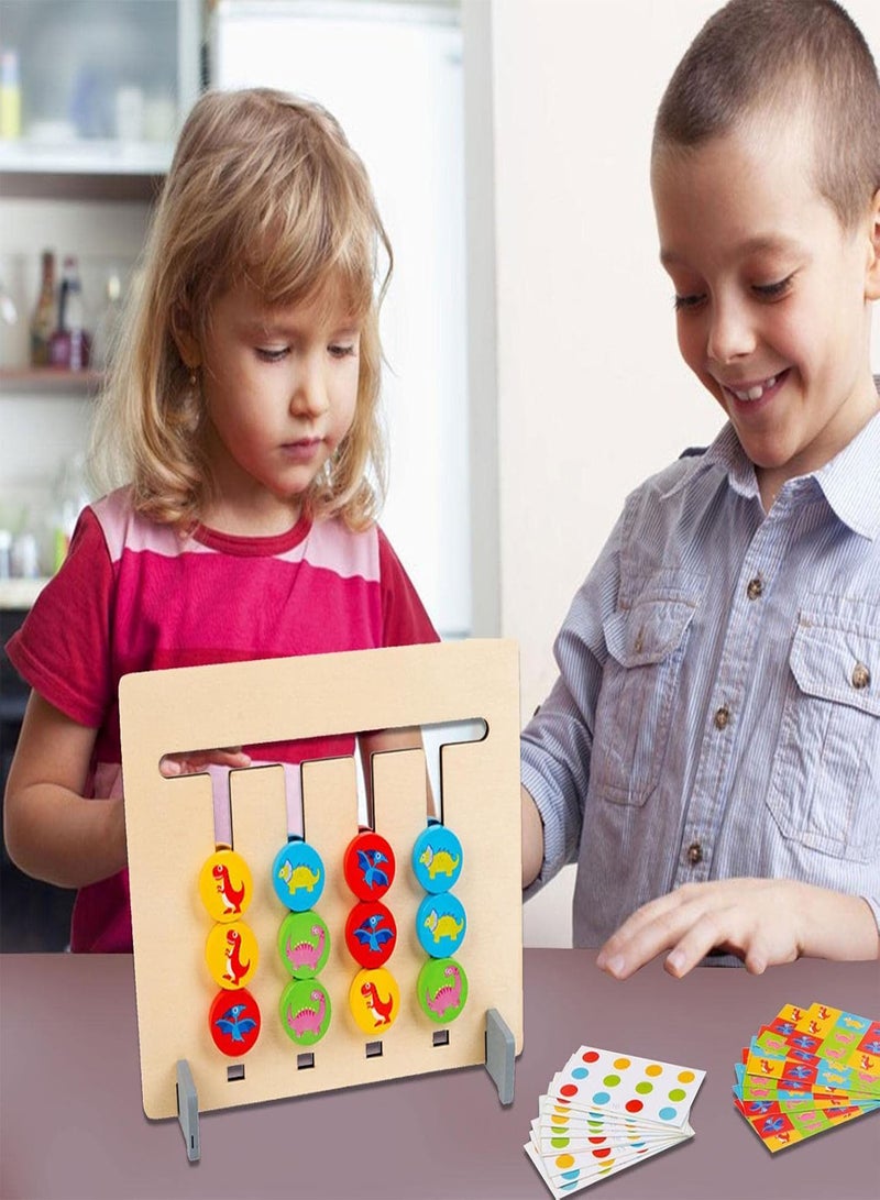 GGOOT 10 Pcs Color Shape Matching Puzzle Game - Brainy Four-Color & Shape Puzzle Game Montessori Toy,2-Sided Sliding Logic Puzzle for Shape & Color Sorting STEM Toy for Over 3-Year-Old Toddlers - Image 2