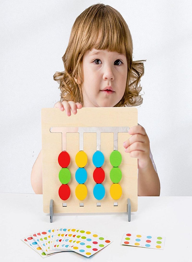 GGOOT 10 Pcs Color Shape Matching Puzzle Game - Brainy Four-Color & Shape Puzzle Game Montessori Toy,2-Sided Sliding Logic Puzzle for Shape & Color Sorting STEM Toy for Over 3-Year-Old Toddlers - Image 5