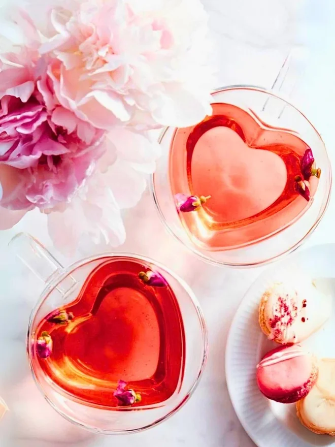 1 تشيس 1CHASE Heart Shaped Double Wall Glass Coffee Mug With Handle, 250ml