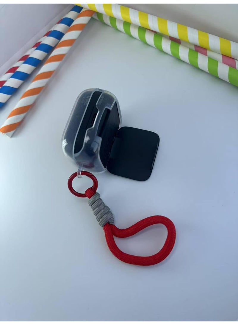 Silicone Protective Case for Anker Soundcore R50i NC Clear with Stand and Carabiner, LED Visible (Red Grey) - Image 4