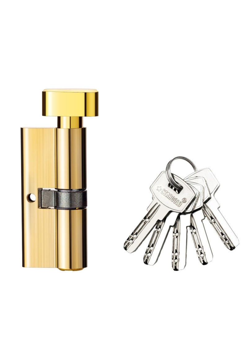 ستارجولد قفل أسطواني عالي الجودة مقاس 70 مم، جسم حديدي مضاد للسرقة، أسطوانة نحاسية مع 5 مفاتيح كمبيوتر، أمان موثوق للاستخدام في المنزل والمكتب - Image 1