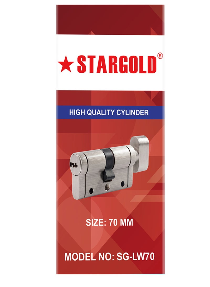 ستارجولد قفل أسطواني عالي الجودة مقاس 70 مم، جسم حديدي مضاد للسرقة، أسطوانة نحاسية مع 5 مفاتيح كمبيوتر، أمان موثوق للاستخدام في المنزل والمكتب - Image 4