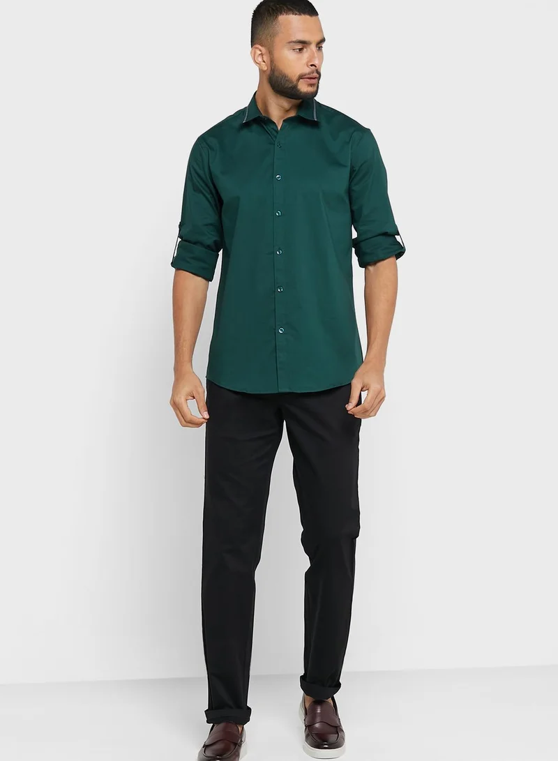 Seventy Five Twill Lycra Shirt With Roll Up