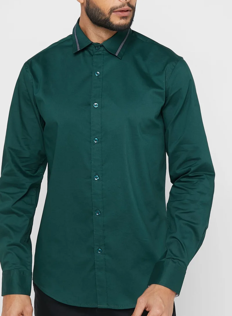 Seventy Five Twill Lycra Shirt With Roll Up