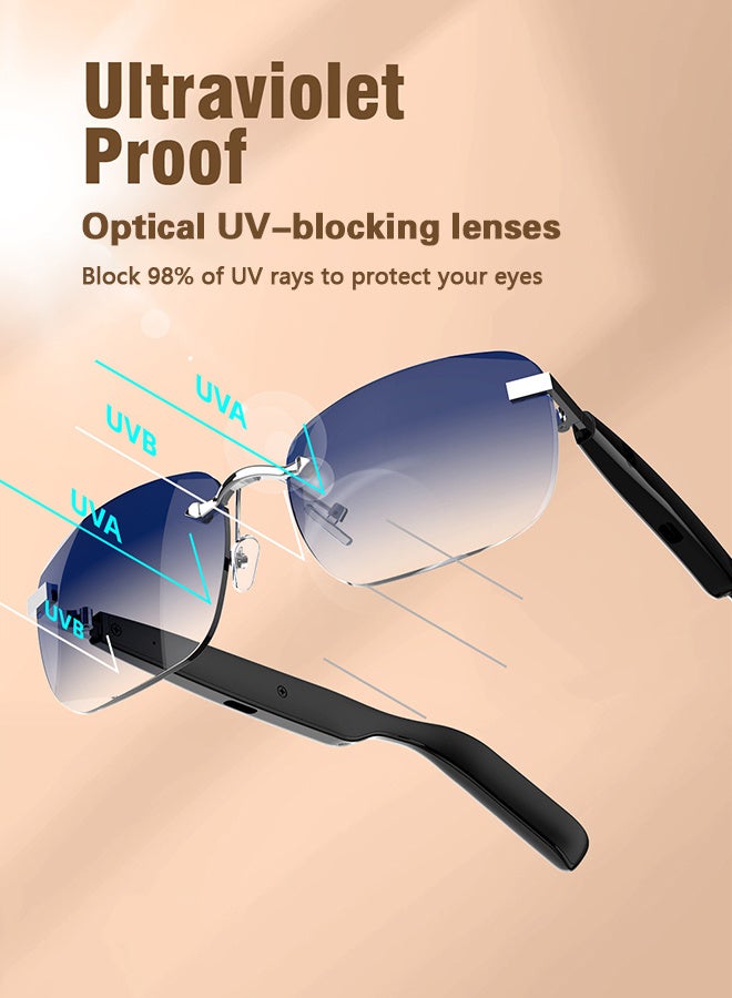 هيونداي نظارة شمسية ذكية مقاومة للماء تعمل بتقنية البلوتوث - حماية من الأشعة فوق البنفسجية مستقطبة ومكبر صوت وميكروفون مدمجين، مكالمة وموسيقى بدون استخدام اليدين، نظارات رياضية خفيفة الوزن للرجال والنساء في الهواء الطلق - أزرق - Image 4