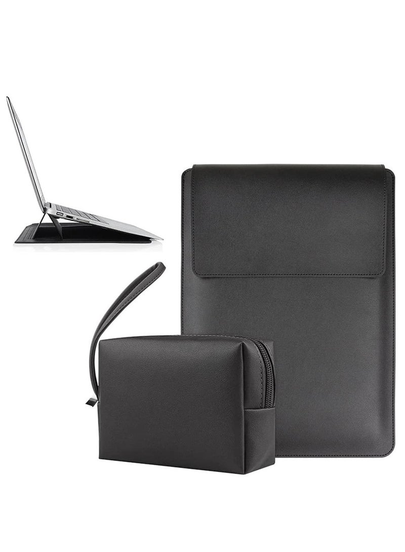 13-13.3 Inch Laptop Sleeve Case with Stand Slim Laptop Carrying Case Waterproof Leather Computer Protective Cover Bag for 13/13.3" MacBook Air/Pro with Pouch (A2681/A1932) - Image 1